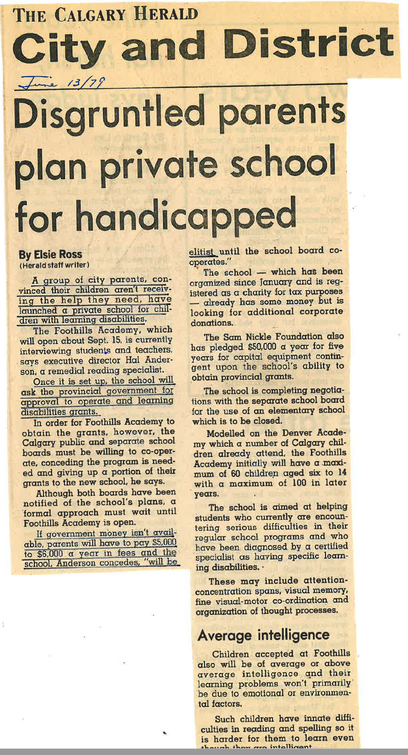 Calgary Herald Article 1979